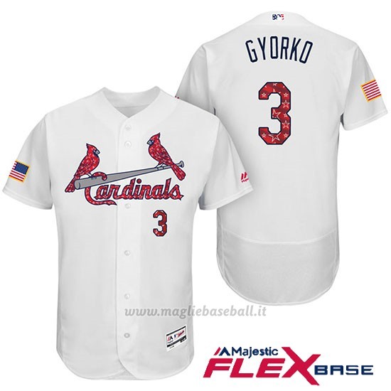 Maglia Baseball Uomo St. Louis Cardinals 2017 Estrellas y Rayas Jedd Gyorko Bianco Flex Base